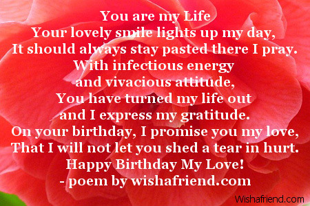 You are my Life, Girlfriend Birthday Poem