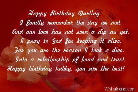 Happy Birthday Darling, Husband Birthday Poem  best wishes quotes for husband