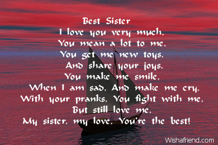 Best Sister, Sister Birthday Poem