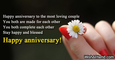 Happy anniversary to the most loving, Anniversary Wish