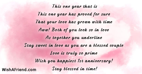 1st wedding anniversary poems for husband