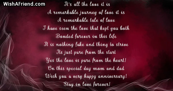 It's all the love it is , Anniversary Poem For Parents