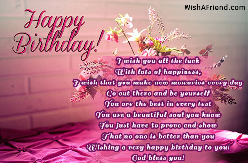 I wish you all the luck , Cute Birthday Poem