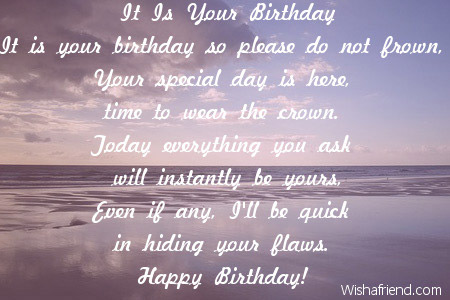 It Is Your Birthday, Humorous Birthday Poem