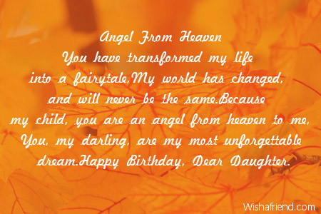 Angel From Heaven, Daughter Birthday Poem