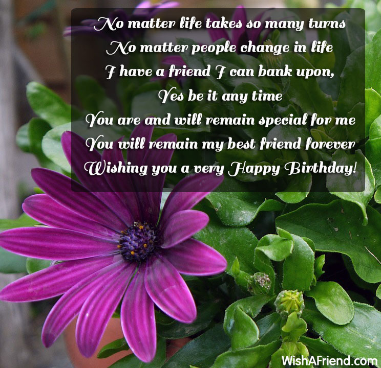 No matter life takes so many, Best Friend Birthday Wish