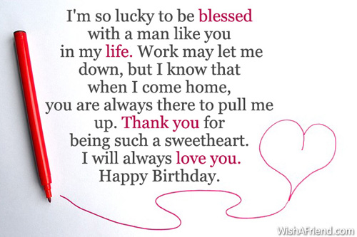I'm so lucky to be blessed, Birthday Wish For Husband