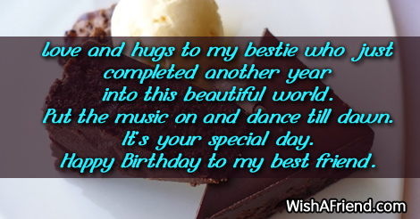 love and hugs to my bestie best friend birthday saying