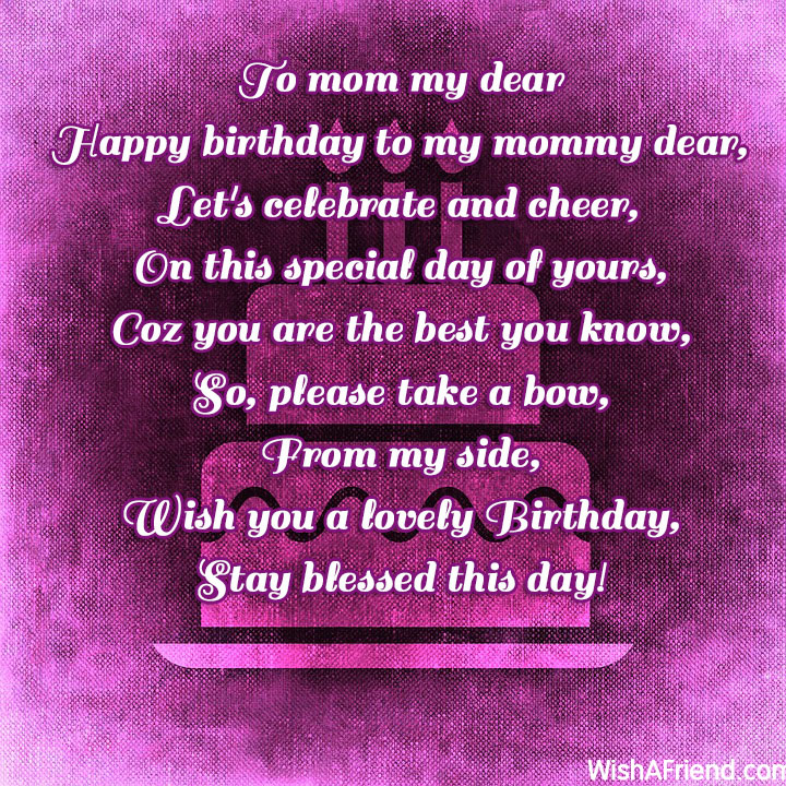 Happy Birthday Poems For Moms