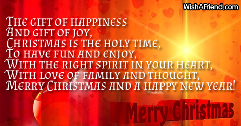 The gift of happiness And gift, Christmas Card Message