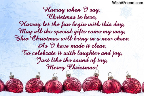 When I say hurray!, Christmas Poem For Children