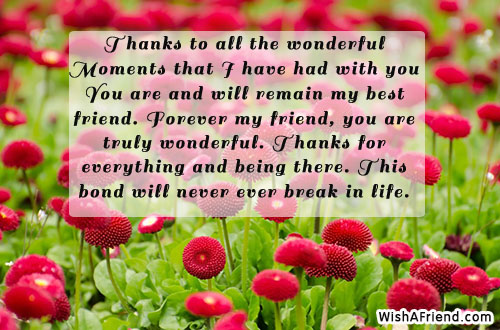 Thanks to all the wonderful Moments, Best Friend Quote