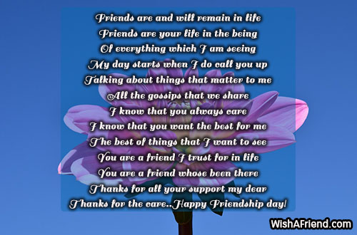 Friends are and will remain in life , Friendship Day Poem