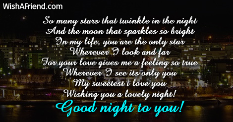 So many stars that twinkle in, Romantic Good Night Message