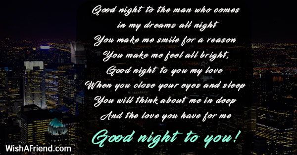 Good night to the man who, Good Night Message For Boyfriend