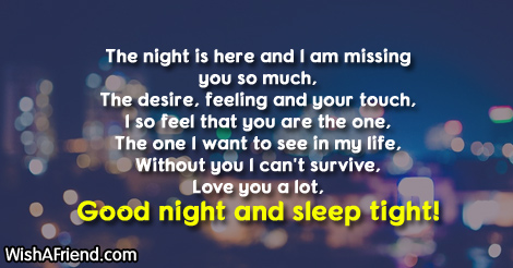 The night is here and I, Romantic Good Night Message