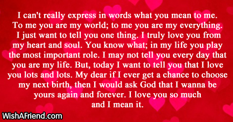 I can't really express in words, Short Love Letters