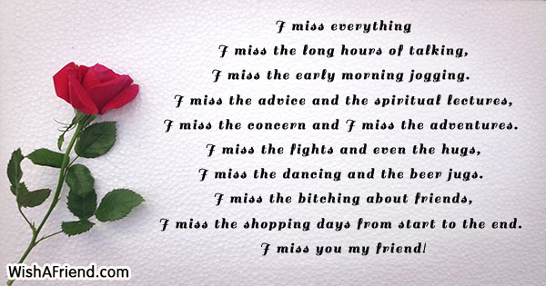 Missing You Friend Poems
