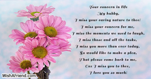 Your concern in life , Missing You Poem For Husband