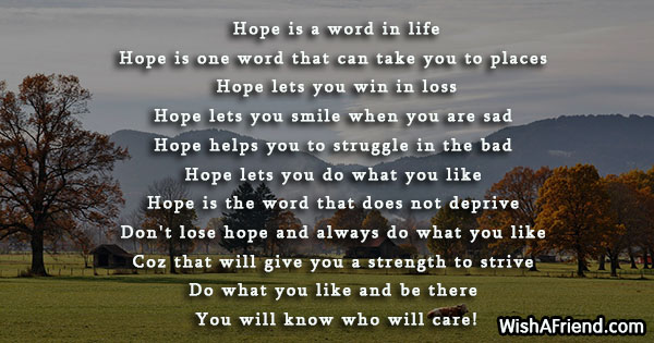 Hope Is A Word In Life Inspiring Poem