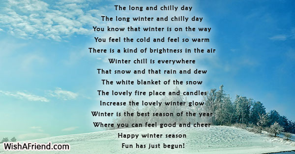 The long and chilly day , Winter Poem
