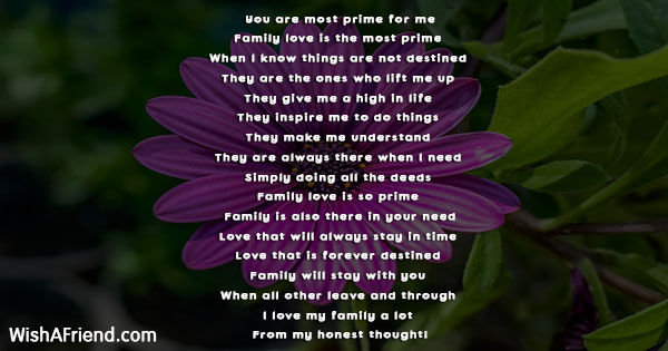 You are most prime for me , Family Poem