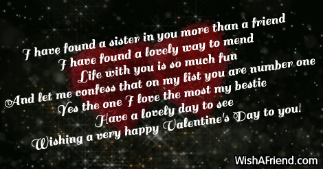 valentines day poems for sisters