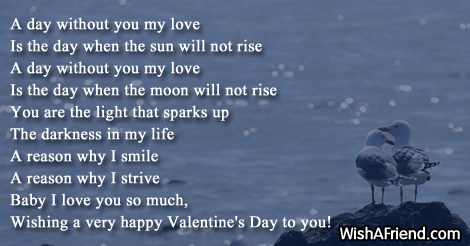 A day without you my love, Romantic Valentine's Day Love Message