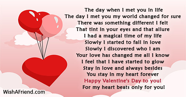 The Day When I Met You In Life Short Valentine Poem